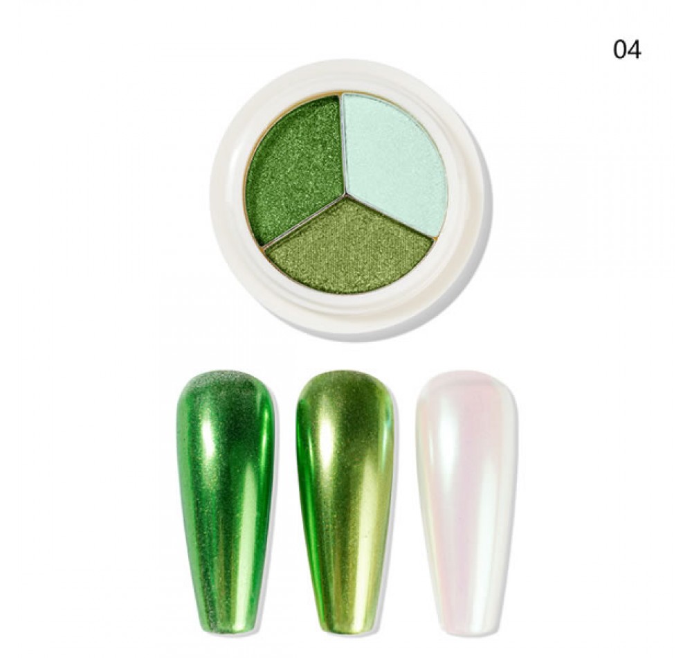 Пигмент тройной Pigment 3-in-1 - №4 (травянистый зеленый - лайм - зеленый жемчужный) 
