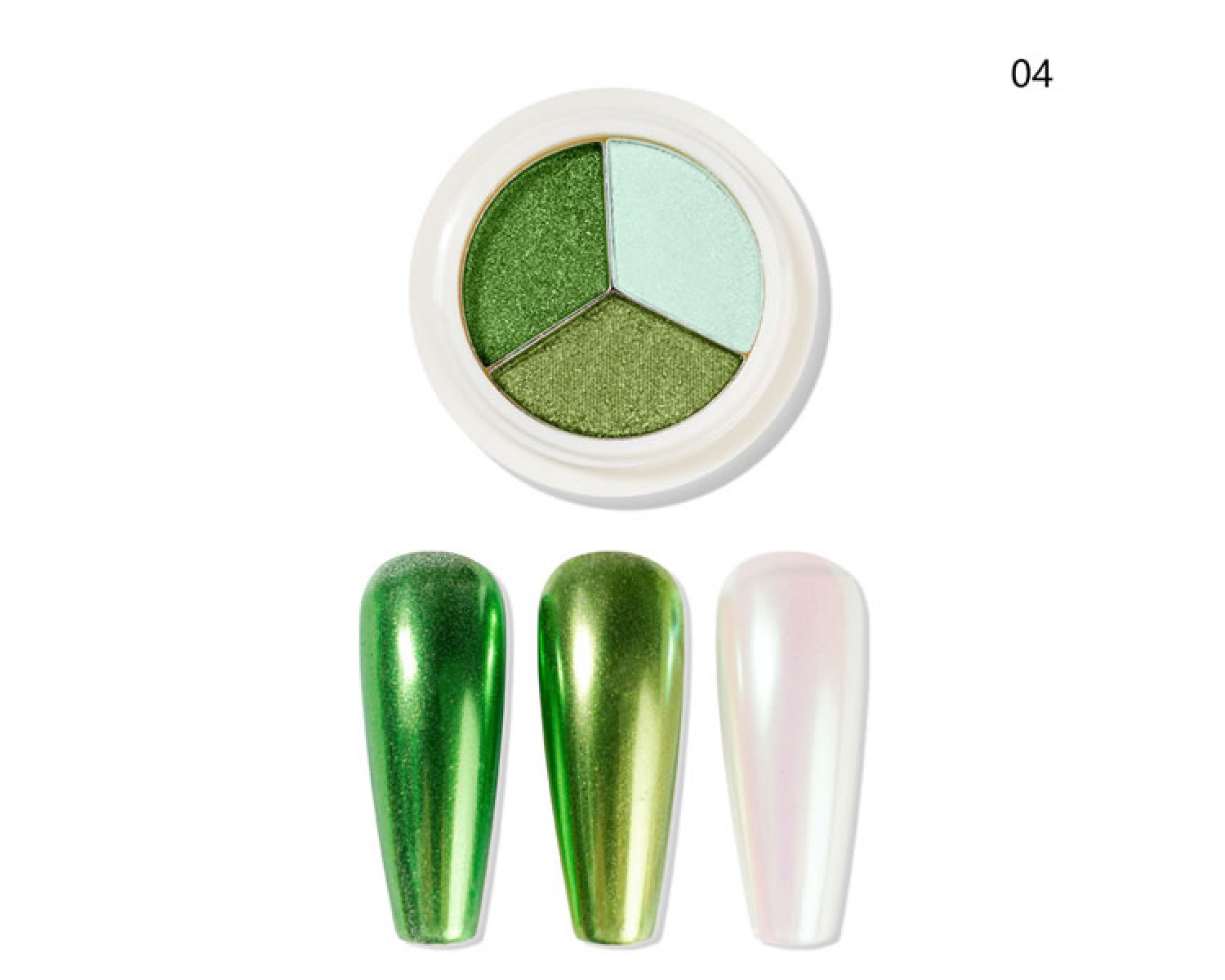Пигмент тройной Pigment 3-in-1 - №4 (травянистый зеленый - лайм - зеленый жемчужный) 