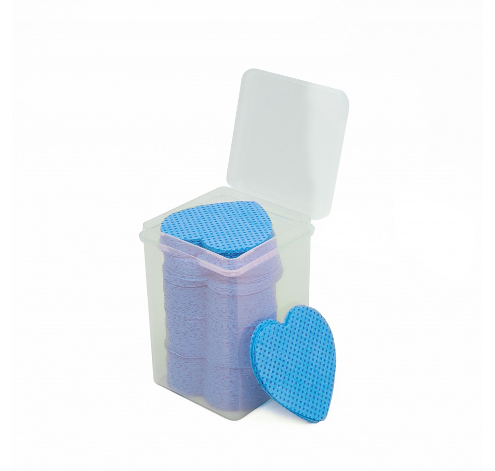 Салфетки - сердечки безворсовые в кейсе, 200 шт. голубые