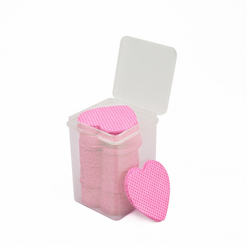 Салфетки - сердечки безворсовые в кейсе, 200 шт. розовые