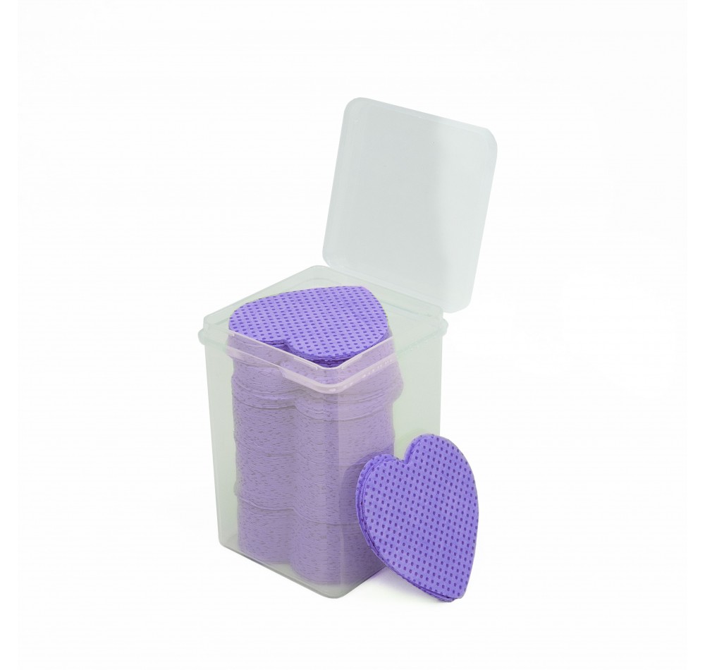 Салфетки - сердечки безворсовые в кейсе, 200 шт. фиолетовые 